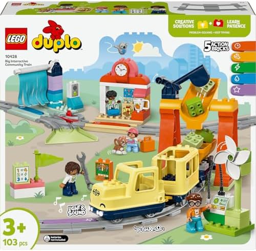 Town Büyük İnteraktif Mahalle Treni 10428 – 3 Yaş ve Üzeri Çocuklara Özel Işıklı, Sesli ve Raylı Yaratıcı ve Eğitici Oyuncak Yapım Seti (103 Parça)