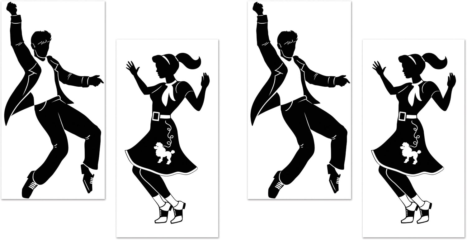4 Parça Rock and Roll Sahne, 4' 8" x 5' 3", Siyah/Beyaz