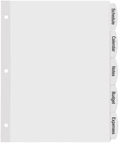 Big Tab Yazdırılabilir Beyaz Etiket Ayırıcılar, Kolay Soyulur, 5 Sekme, 20 Set (14434)