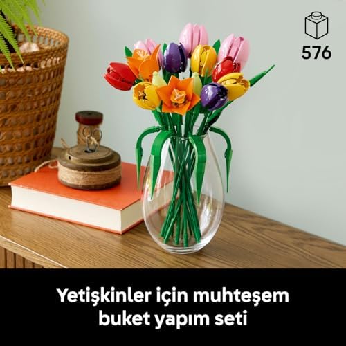 Alternative view of Botanicals Lale Buketi 11501 - Yetişkinler için Çeşitli Renkler ve Aşamalarda 5 Lale İçeren Sevgililer Günü'ne Özel Yaratıcı Dekoratif Model Yapım Seti (576 Parça)