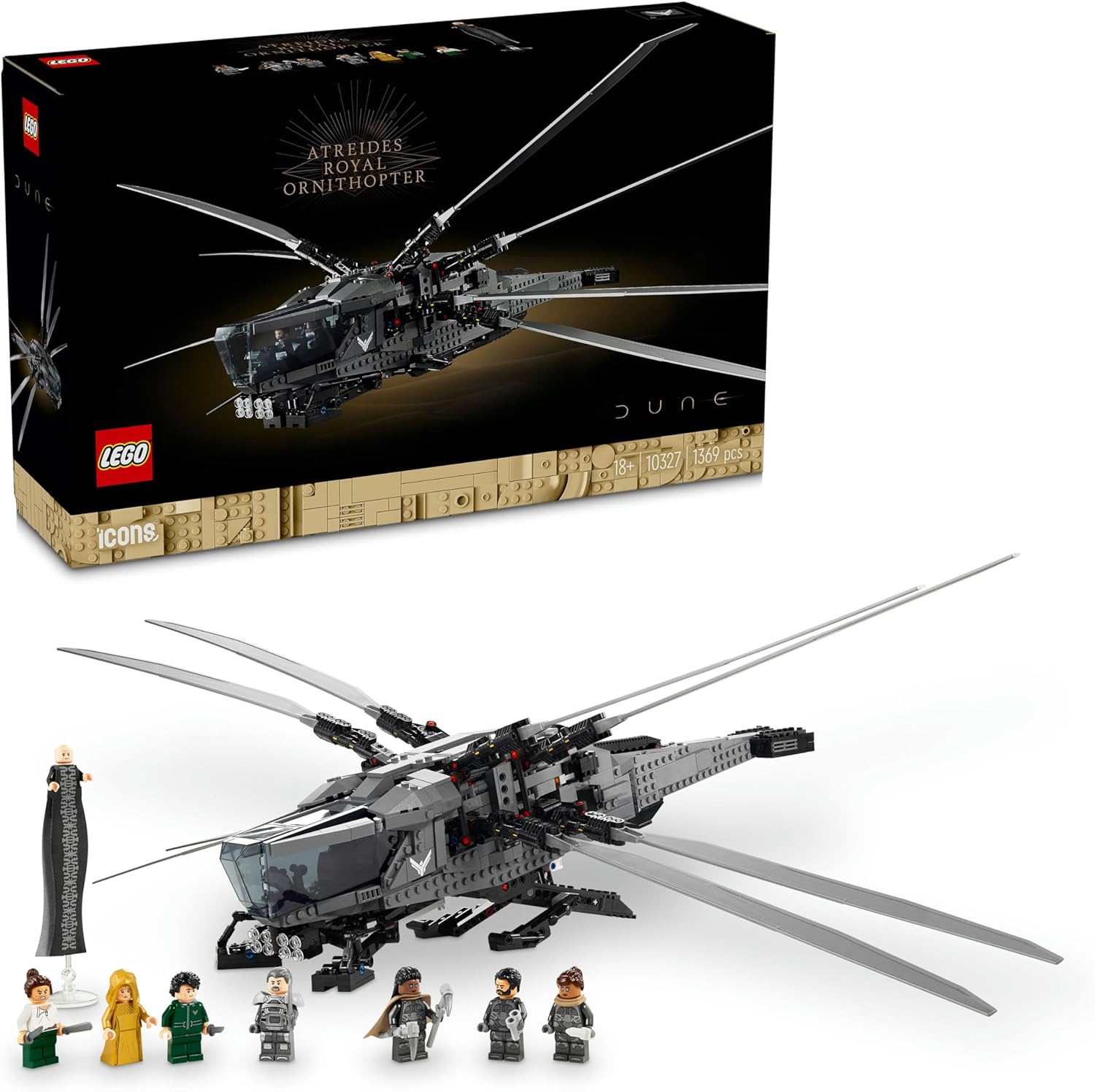 Dune: Çöl Gezegeni Atreides Ornithopter 10327 - Yetişkinler için Koleksiyonluk Yaratıcı Model Yapım Seti, Doğum Günü Hediyesi Fikri (1369 Parça)