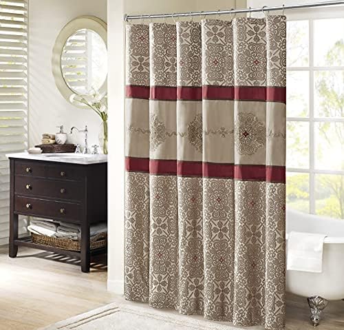 Donovan Bestickt Vorhang für die Dusche rot 182,9 x 182,9 cm