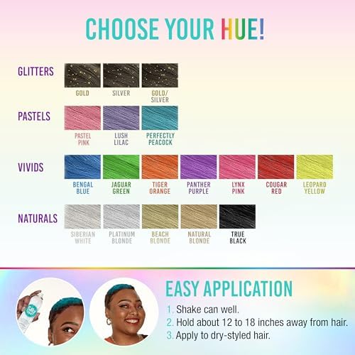 Jerome Punky Pastel Geçici Saç Spreyi, Mükemmel Tavuskuşu, Püskürtme Saç Rengi, Hızlı Kuruyan, Yapışmaz, Seyahat Boyası, Anında Canlı Saçlar için Saç Boyası