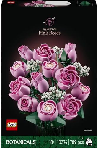 Alternative view of Botanicals Pembe Gül Buketi 10374 - Yetişkinler için Tomurcuk ve Açmış Olarak 12 Pembe Gül ile 4 Yıldızı Çiçeği İçeren Sevgililer Günü'ne Özel Dekoratif Model Yapım Seti (789 Parça)