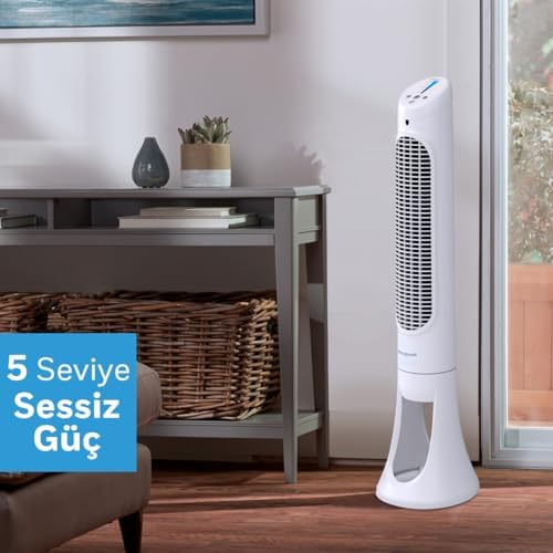 HONEYWELL QuietSet HYF260 Tüm Oda İçin Salınımlı Kule Vantilatör, 5 Hız Ayarı, 80 Derece Salınım, Zamanlayıcı Fonksiyonu, Aydınlatma, Otomatik Kapanma, Uzaktan Kumanda