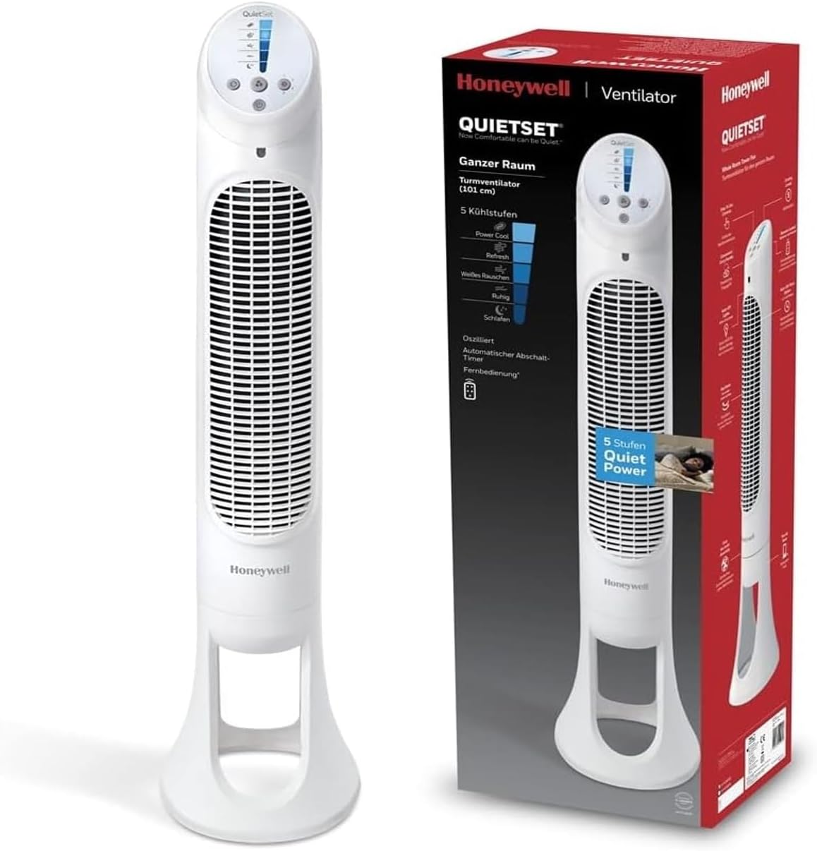 Alternative view of HONEYWELL QuietSet HYF260 Tüm Oda İçin Salınımlı Kule Vantilatör, 5 Hız Ayarı, 80 Derece Salınım, Zamanlayıcı Fonksiyonu, Aydınlatma, Otomatik Kapanma, Uzaktan Kumanda