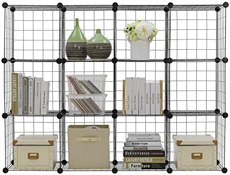 Alternative view of Finnhomy 12 Storage küpleri çok aşamalı kullanım DIY tel kafes Organizer Wandorganisator raf dolap tel kafes plaka Garage Storage Rack Elbise Sets raflar için kitap/bitki/oyuncak/Ayakkabı/siyah