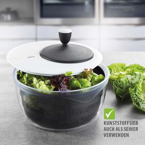 28170 Salata Kurutucu ROTARE – krank tahrikli ve süzgeçli – su için entegre dökme ağzı – 3 parça