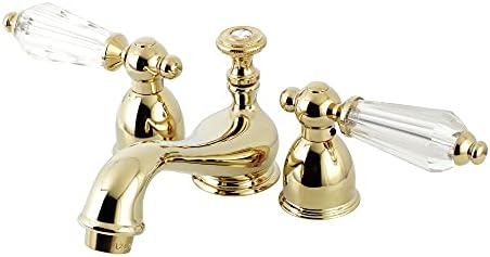 KS3952WLL Wilshire Mini Geniş Lavabo Bataryası, Kristal Kollu Tutacak, 10,96 cm Ağız Erişiminde, Cilalı Pirinç