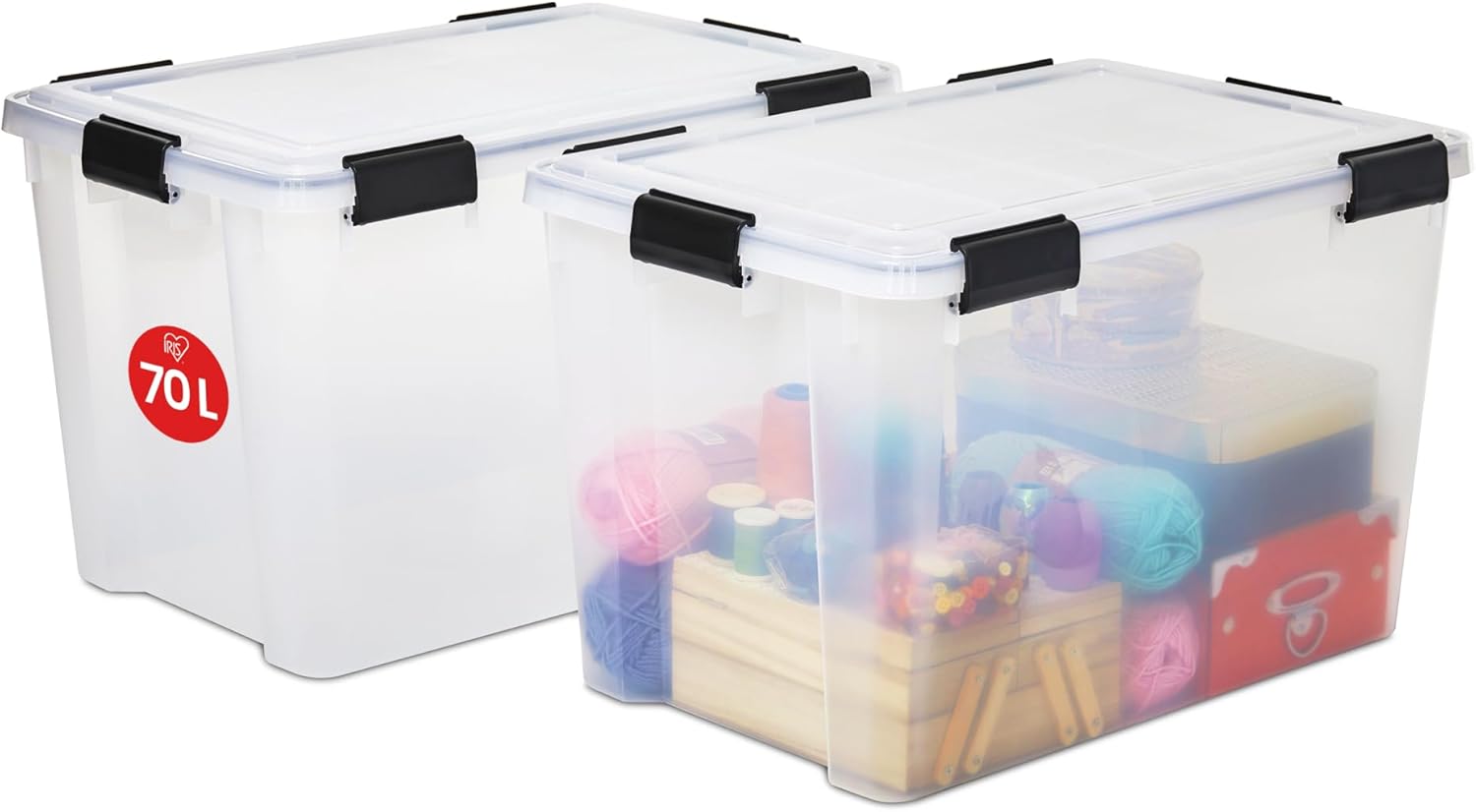 Alternative view of Ohyama, 2'li set hava geçirmez saklama kutusu – All-Weather AT-LD – plastik, şeffaf, 2 x 70 l, U 59 x G 39 x Y 38 cm