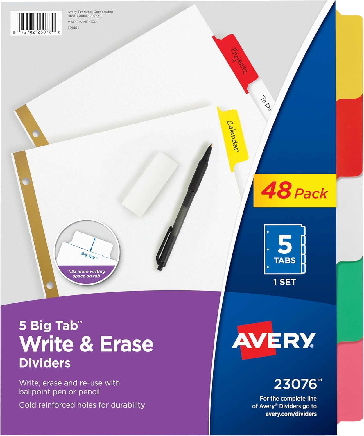 Alternative view of 23076 Big Tab kırma ve silme ayırıcı, 5 renkli sekme, 1 set 5 binici 48 paket