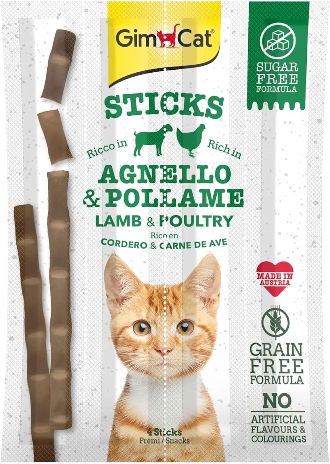 GimCat Sticks Kuzu Etli Tavuklu Tahılsız Ödül Çubukları (4 x 5 gr)