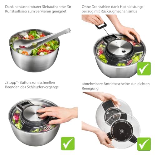 Speedwing salata kurutucu, paslanmaz çelik
