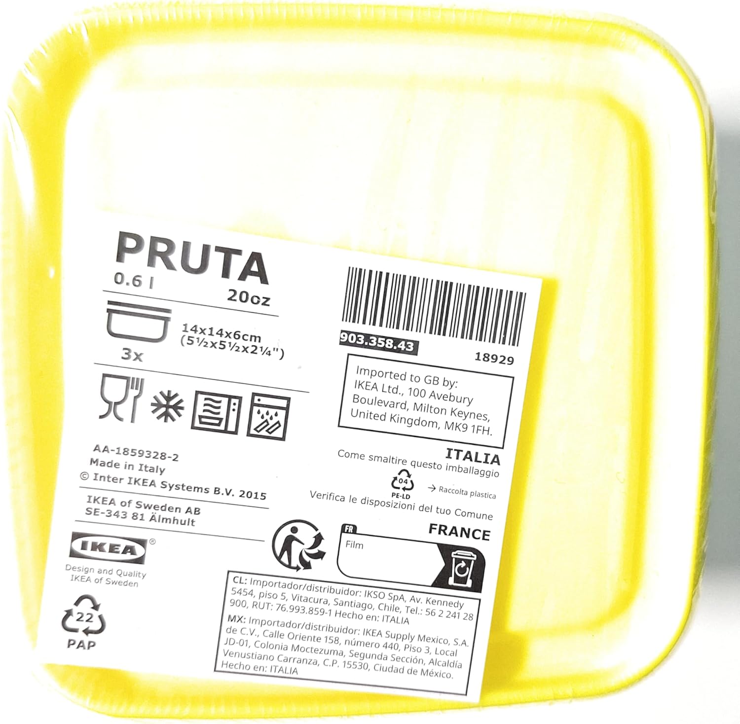 Alternative view of PRUTA saklama kabı, sarı 3 lü set