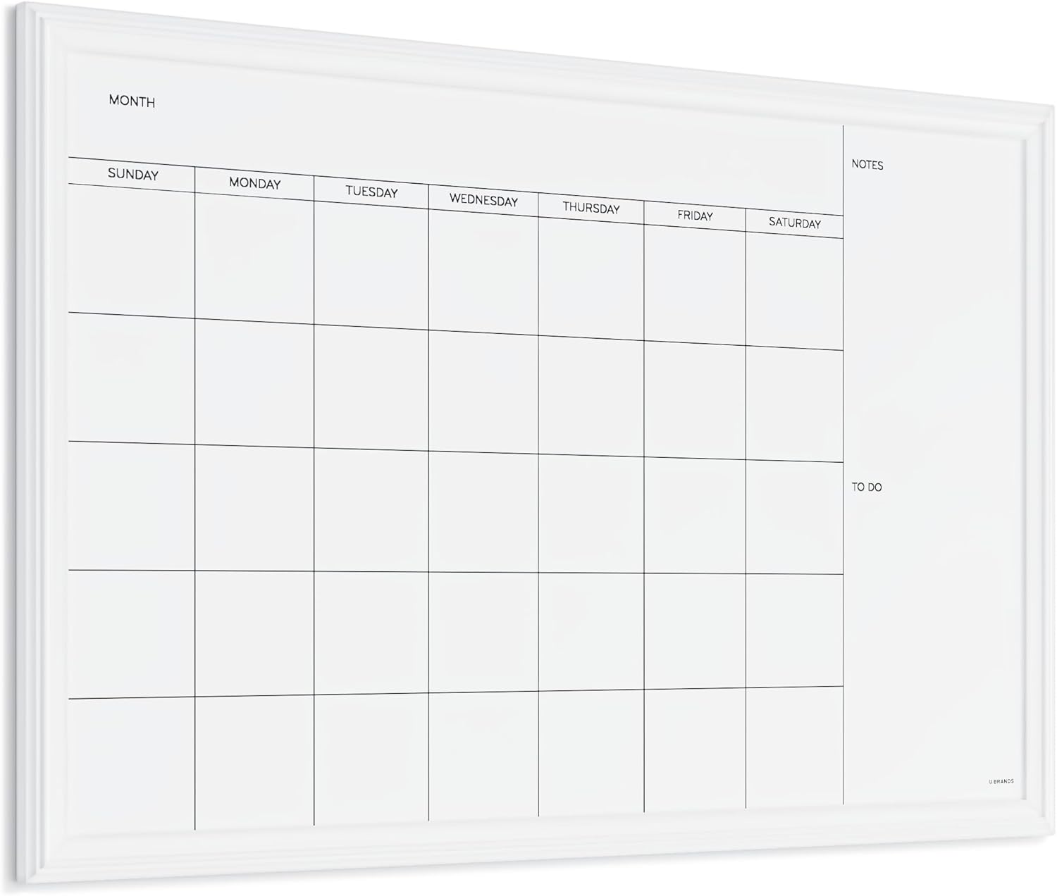 U Brands marka manyetik tahta folyosu, duvar tahtası, tebeşir tahtası, 50,8 x 76,2 cm, beyaz ahşap çerçeveli takvim, kuru silinebilir