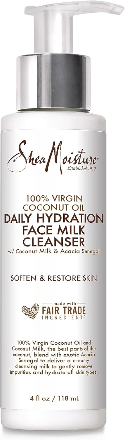 SheaMoisture%100 Virgin Hindistan Cevizi Yağı Günlük Hidrasyon Yüz Sütü Temizleyici | 4 fl.oz.