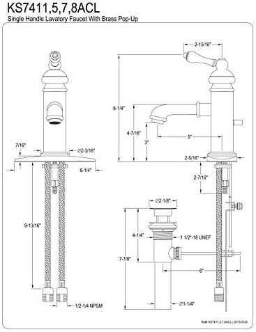 Alternative view of KS7418ACL Amerikan Klasik Banyo Bataryası, 5 inç Emzik Erişimi, Fırçalanmış Nikel