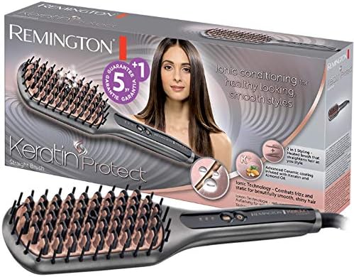 Saç Düzleştirici Keratin Protect 2'si 1 Arada Düzleştirici ve Saç Fırçası, Yağı ile Zenginleştirilmiş Keratin Seramik Kaplama, Dijital Ekran, 150-230°C CB7480