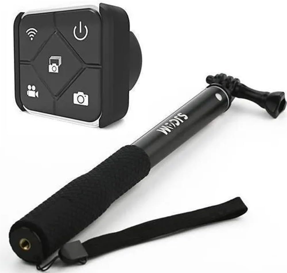 Aksiyon Kameraları 1/4 Vida Uyumlu Uzaktan Kumandalı RF Remote Control Kademeli Monopod Selfie Çubuğu Siyah