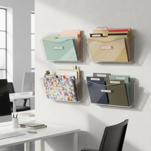 Alternative view of Displays 250025 Şeffaf Tek Cepli Duvara Monte Duvar Dosyası, 4 Paket