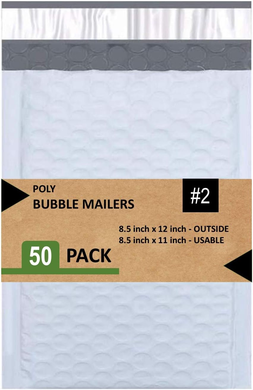 Alternative view of #2 Poly Bubble Mailers 20,5 x 30,5 cm Dolgulu Zarf Postası Su Geçirmez 50'li Paket (PBM8512-50), Beyaz