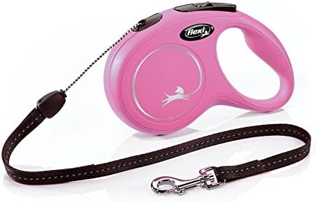 FLEXI® Yeni Klasik Geri Çekilebilir Köpek Tasma (Kordon), Ergonomik, Dayanıklı ve Dolaşmayan Evcil Hayvan Yürüyüş Tasma 26 lbs'ye Kadar Köpekler için, 16 ft, Küçük, Pembe