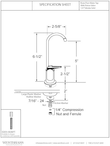 Alternative view of Westbrass R203-NL-12 15,24 cm -Flo Tarzı Saf Su Dağıtıcı Musluk, Yağla Pürüzlü Bronz