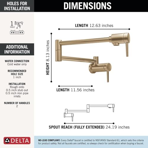 1165LF modern duvar askısı Double Griff pot Filler musluk Dual Swing J, 1165LF-CZ