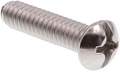 9005374 Makine Vidası, Yuvarlak Başlı, Oluklu/Yıldız Kombo, 1/4"-20 X 1", Sınıf 18-8 Paslanmaz Çelik, 100'lü Paket