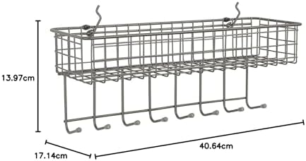 Diversified Pegboard & Duvara Monte Raf Sepeti ve Kanca İstasyonu, 40,64 cm U X 14,0 cm G, Endüstriyel Gri
