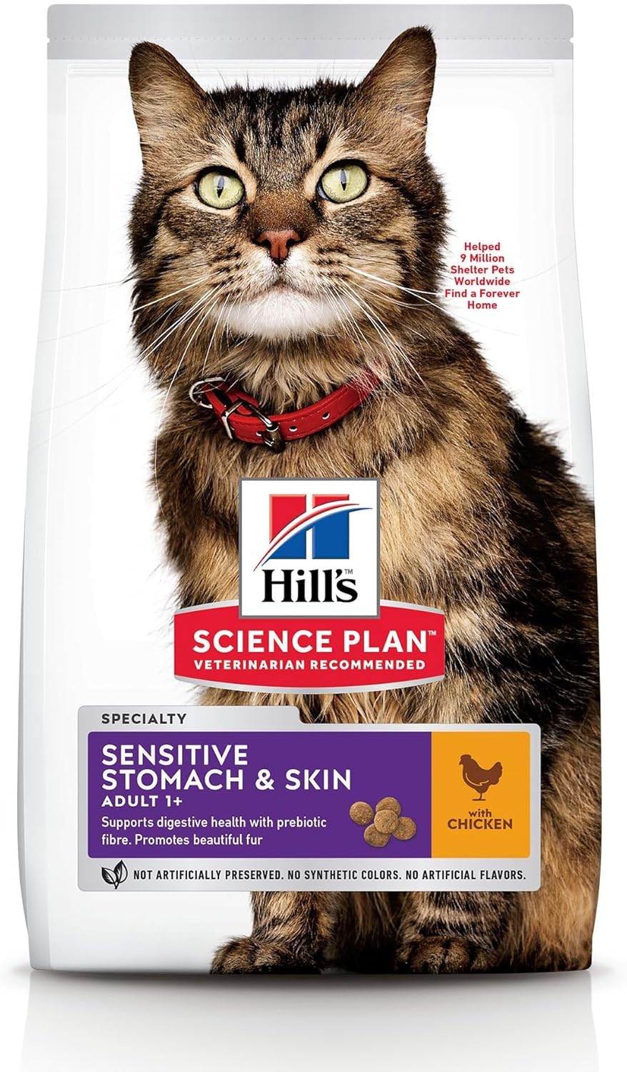 Alternative view of Hills Plan Hassas Sindirim ve Deri Yapısı için Tavuklu Yetişkin Kedi Maması 1.5 Kg