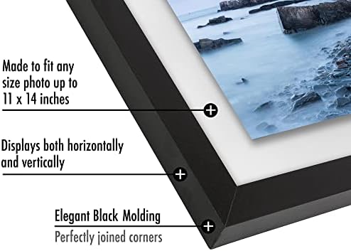 11x14 Parlak Cam ve Asma Donanımı Dahil Siyah Yüzen Çerçeve - Ayrıca Yüzer Etki için 8x10 veya 5x7 Fotoğraf Kullanın - Duvar için Yatay ve Dikey Biçimler