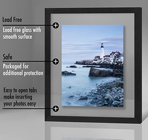Alternative view of 11x14 Parlak Cam ve Asma Donanımı Dahil Siyah Yüzen Çerçeve - Ayrıca Yüzer Etki için 8x10 veya 5x7 Fotoğraf Kullanın - Duvar için Yatay ve Dikey Biçimler