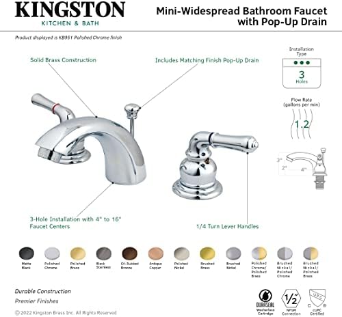 Alternative view of KB956PN Magellan 10-20 cm Mini Yaygın Lavabo Bataryası Perakende Pop-Up, Cilalı Nikel