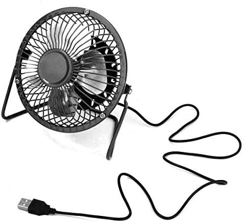 4 USB Mini Yazı Masası"Fan küçük masaüstü fan sessiz ve güçlü metal tasarım USB güç destekli (Siyah)