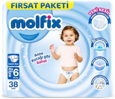 Alternative view of Molfix Large 6 Beden Bebek Bezi, 38 Adet