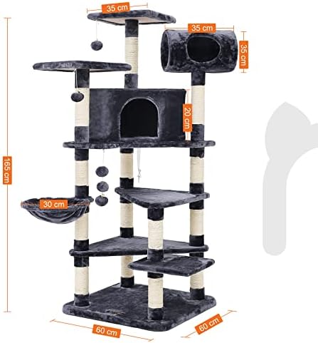 Alternative view of FEANDREA XXL Tırmanma Direği Kediler İçin Çoklu Seviyeli Tırmanma Direği, 165 cm, Duman Grisi