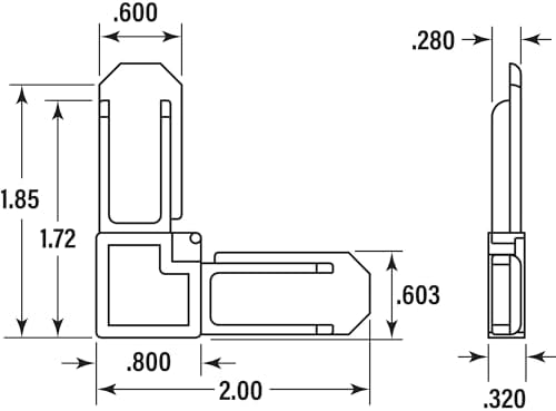 Alternative view of MP7729 – 50 Screen çerçeve köşe, 5/16 x 3/4 inç, beyaz plastik, 50 adet