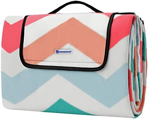 Alternative view of Picnic Blanket, 200 x 200 cm, Beach Blanket for Camping,, Yard, with Waterproof Backing, Foldable, Red Wave Pattern GCM70KW
