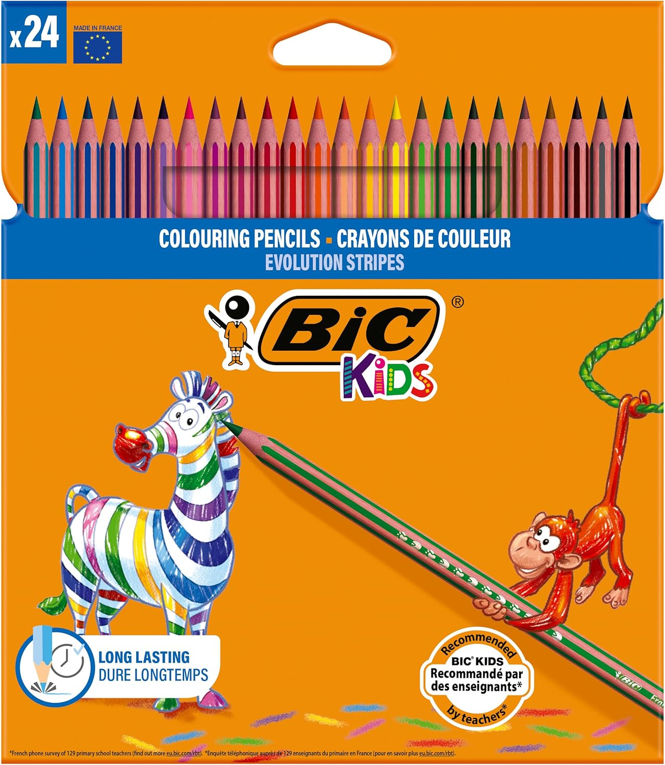 BIC Kids Stripes Kuru Boya Kalemi, 24'lü Kutu
