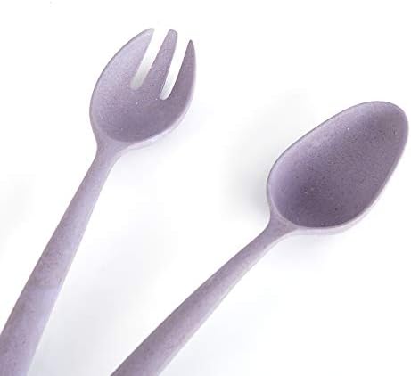 Salata Kaşık,Çatal Seti Bambu Çevreci Model,Mor