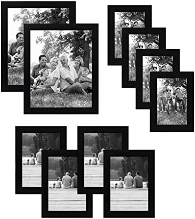 10 Parça Siyah Resim Çerçevesi Seti | 8x10, 5x7 ve 4x6 Boyutlarını içerir. Kırılmaya Dayanıklı Cam. Asma Donanımı Dahildir!
