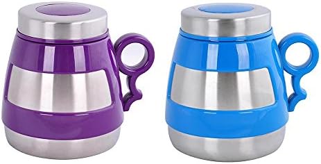 AND431 İçi Dışı Çelik Plastik Desenli Kupa Mug, Mavi/Mor