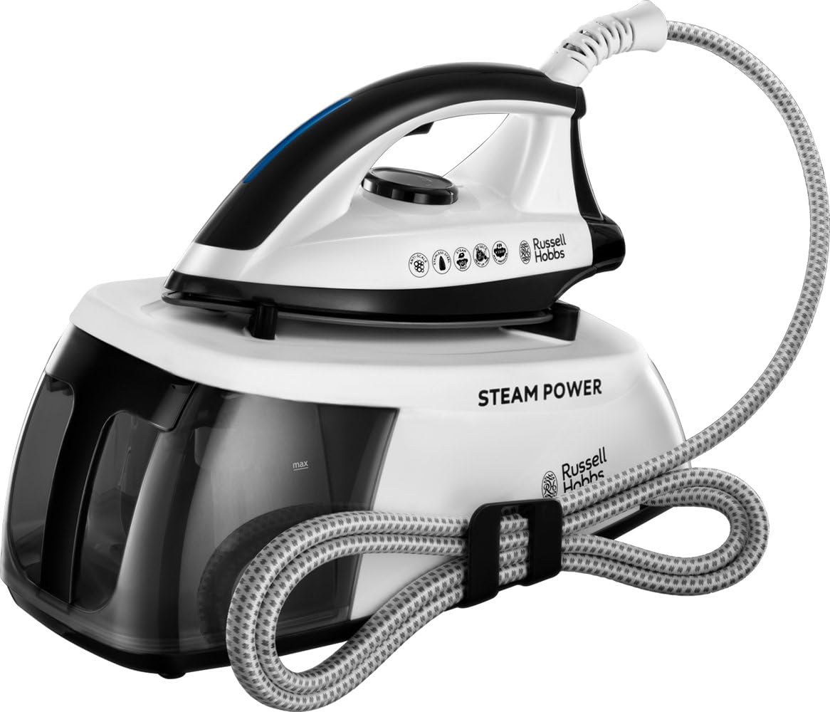 Hobbs 24420-56 Buhar Gücü Buhar Ütü İstasyonu (2400 W, 4,5 Bar Buhar Basıncı, Çıkarılabilir 1,3 L Su Tankı) Siyah/Beyaz
