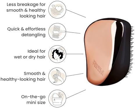 Tangle Teezer Kompakt şekillendirici dolaşık açıcı saç fırçası, gül altın siyah, 1 Gram