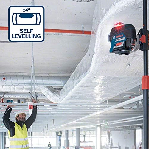 Professional GLL 3-80 C Çizgi Lazer (30m Çalışma Alanı [Alıcı ile 120m], 4 x AA Pil, IP 54 Toza Karşı Koruma Sistemi, Kırmızı Lazer, AA1 Pil Adaptörü, BT 150, Taşıma Çantası)