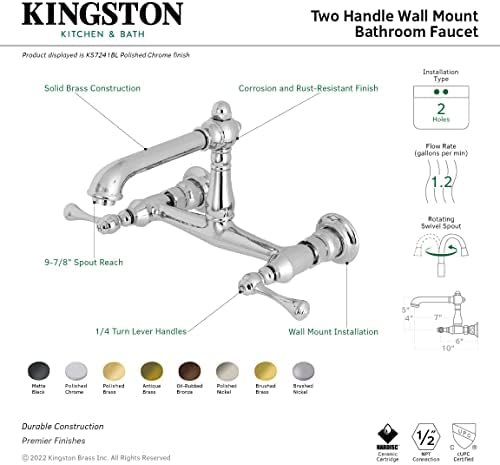 KS7247BL İngiliz Ülke Duvara Monte Gemi Lavabo Musluğu, Pirinç, 6-5/8"