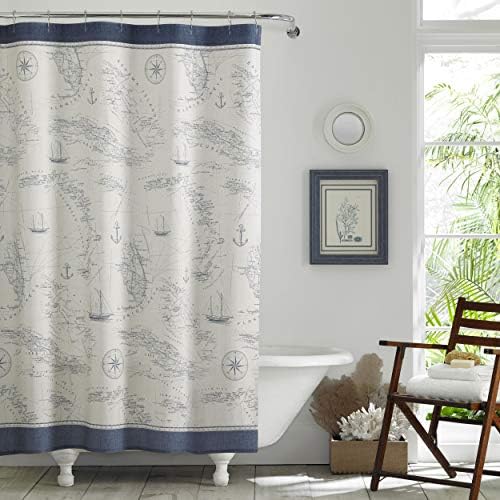 Bahama - Duş Perdesi, Kumaş Duş Perdesi, Dayanıklı ve Orta Ağırlıkta Banyo Dekoru (Karayip Denizi Mavisi, 72" x 72"), USHS6A1044824