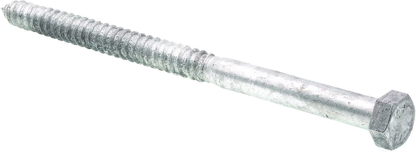 9057586 Altıgen Gecikme Vidaları, 1,5 cm X 10 inç, A307 A Sınıfı Daldırma Galvanizli Çelik, (5'li paket)