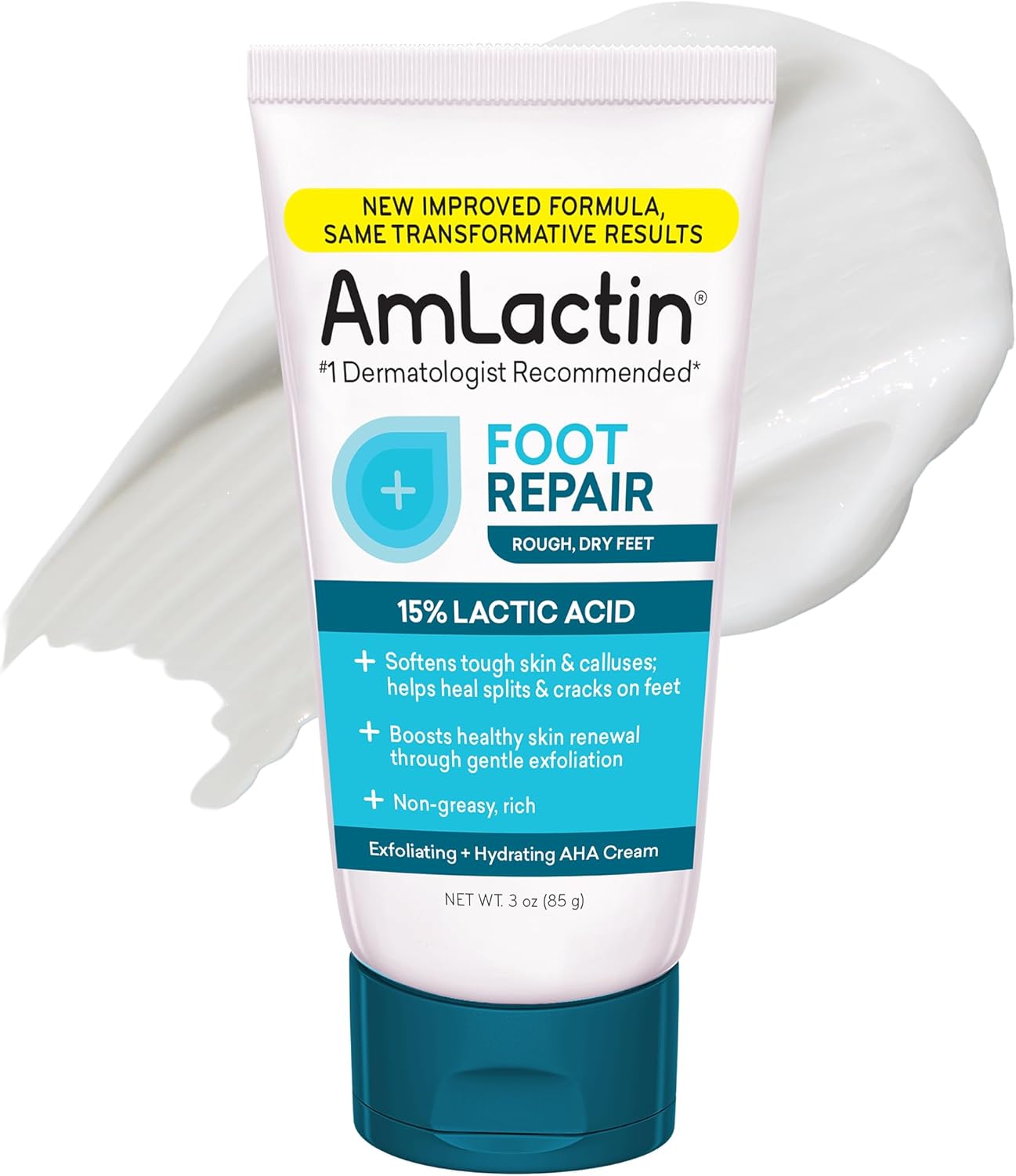 AmLactin Ayak Onarım Ayak Kremi Terapisi, Kuru Çatlak Topuklar için Ayak Kremi - 3 Oz Tüp (Ambalaj değişebilir)